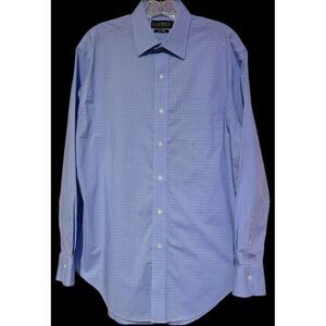 Lauren Ralph Lauren Non-Iron Mens Dress Shirt 15.5 32/33 Light Blue Checked